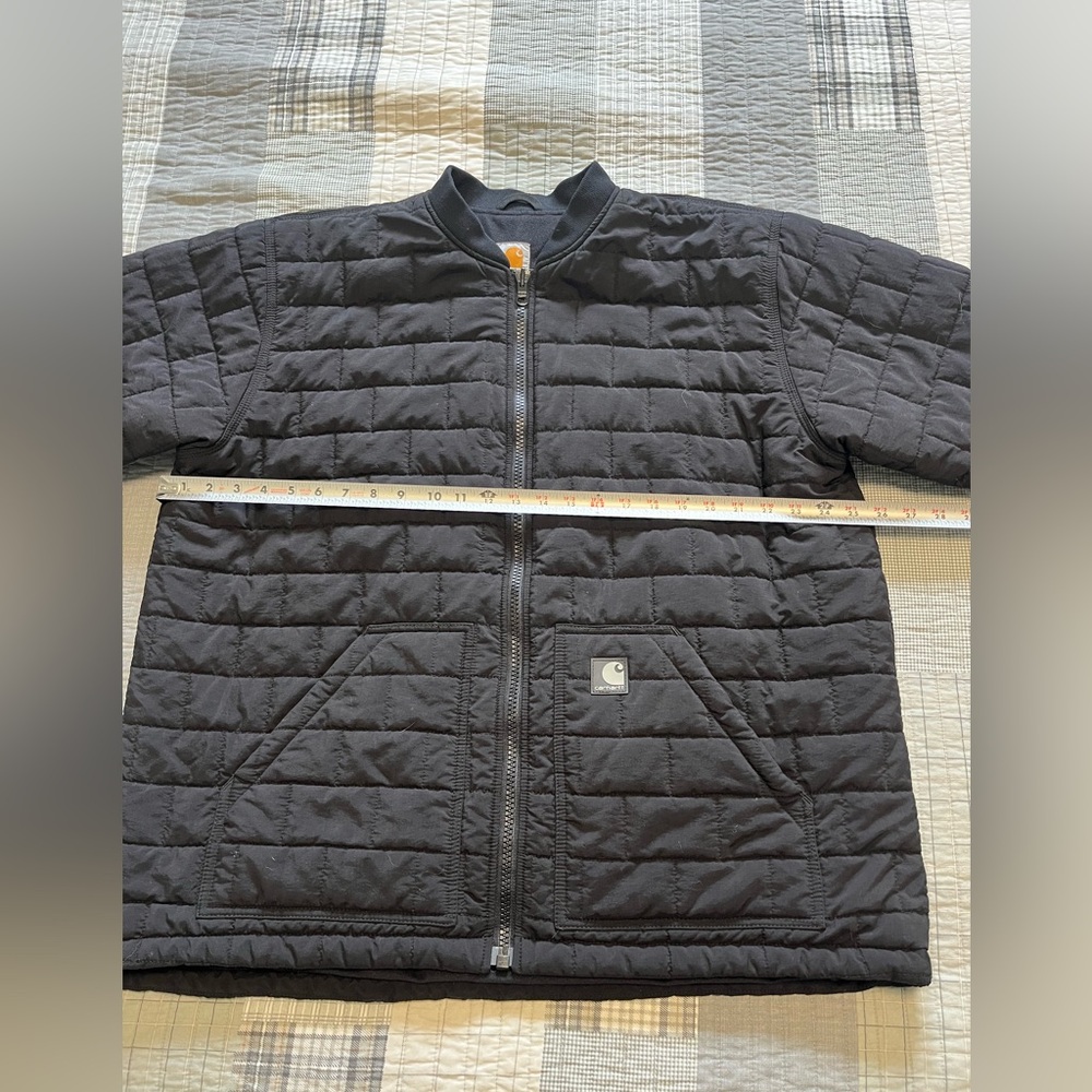 Carhartt Quilted XL Bomber Jacket Mens Large Black Puffer Zip Pockets Liner Only - Picture 15 of 15